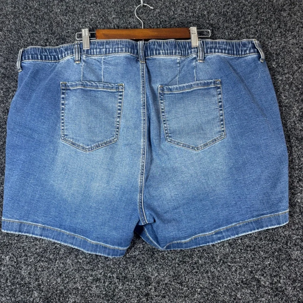 Torrid Denim Shorts Womens 4 Plus Blue Pull On Drawstring Stretch Medium Wash